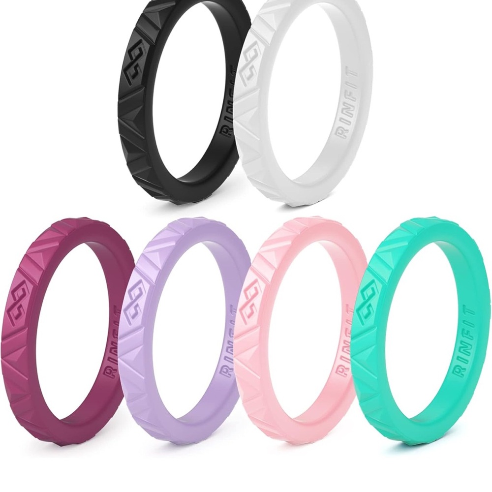 Rinfit Silicone Wedding Ring Sets - Soft, Stackable & Thin Silicone Rings